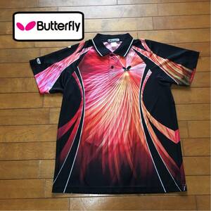 ★【 Butterfly 】★ポリエステル100% 卓球ジャージ ポロシャツ ★サイズ L★i-744