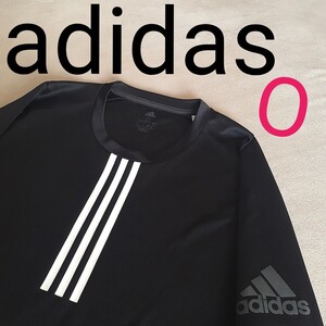 【超美品】adidas アディダス　 長袖 Tシャツ ブラック ワンポイント ロンT 黒　ランニング　ジョギング　マラソン　メンズO