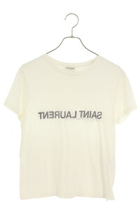 サンローランパリ Tシャツ 21SS 663278 Y36HE サイズ:XS 反転ロゴプリントTシャツ 中古 BS99