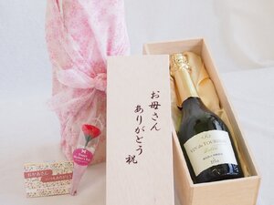 母の日 お母さんありがとう木箱セット ヴァン・ドゥ・ツーリズム スパークリング白ワイン (スペイン) 750ml 母の日カードとカー