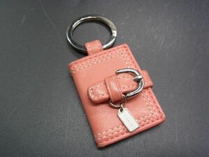 ■美品■ COACH コーチ レザー ロケット キーホルダー キーリング バッグチャーム レディース ピンク系×シルバー系 DE1228