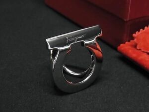 1円 ■美品■ Salvatore Ferragamo フェラガモ ガンチーニ スカーフリング スカーフ留め アクセサリー レディース シルバー系 AX7783