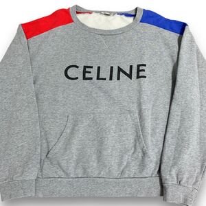 極美品 セリーヌ 【現行モデル】 CELINE スウェット トレーナー トップス エディ期 ビックロゴ メンズ グレー サイズM