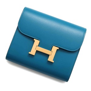 エルメス 財布 コンスタンス コンパクト ブルーイズミール/ゴールド金具 タデラクト A刻印 HERMES 財布