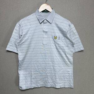 YT1186 Lyle&Scott ライルアンドスコット ロゴ刺 ボーダー コットン ポロシャツ Lサイズ 半袖 コットン100％ ゴルフ