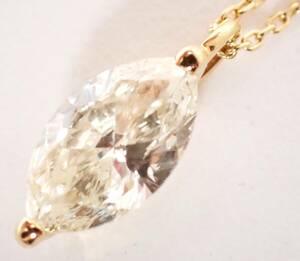 VVSクラス！1ct超 美品 田崎(タサキ) ダイヤネックレス D1.02ct ダイヤ ネックレス 18金 K18YG 2.7g 152-4