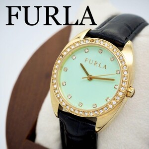 409 FURLA フルラ レディース腕時計 ブラック エメラルドグリーン