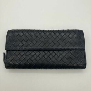 ボッテガヴェネタ BOTTEGA VENETA イントレチャート 二つ折り 長財布 ブラック ゴールド金具 150509