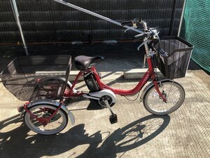 J3　磨けば光る！中古電動アシスト自転車 1円売切り！ヤマハ パス 三輪車 赤 配送エリア内は送料3800円でお届けします