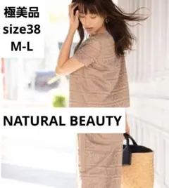 NATURAL BEAUTY　半袖　総レーストップス　ブラウス　カットソー　38