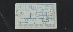 山梨交通　車内乗車券２【控片】　日下部エリア　”東部”書込み・裏見本印・シミ小