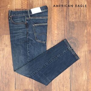 AMERICAN EAGLE/30インチ/ワイド デニムパンツ 1114-6740 ストレッチ伸縮 ウォッシュ加工 ルード アメカジ 新品/青/ブルー/ih329/