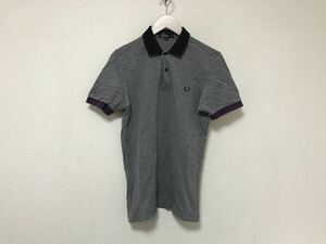 本物フレッドペリーFREDPERRYコットンタイト半袖ポロシャツメンズビジネススーツアメカジサーフグレー紫XS