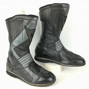 DAINESE/ダイネーゼ　レザー/本革　ライディング/バイクブーツ　サイズ41　25.5-26.0　黒　サイドジップ/スネ 踝プロテクター　管No.WL73