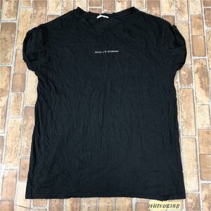 ZARA ザラ レディース ロールアップ スリーブ 半袖Tシャツ L 黒 ブラック ベーシック ナチュラル