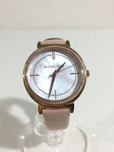 MICHAEL KORS◆クォーツ腕時計/アナログ/レザー/WHT/PNK/MK-2663//