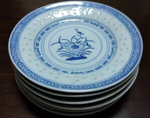 中華小皿６枚　景徳鎮　蛍　取皿 陶器