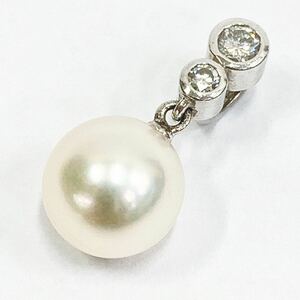 正規品 TASAKI 田崎真珠 アコヤ真珠 パール ペンダントトップ PT900 ダイヤ:0.15ct 本真珠 直径:約8.8mm 重量:2.1g ジュエリー R店0505☆