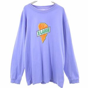 エクストララージ ロゴプリント 長袖 Tシャツ L ラベンダー XLARGE ロンT メンズ