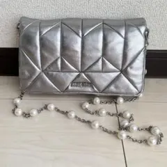 miu miu 5BD063 パールストラップ ビジュー ショルダーバッグ