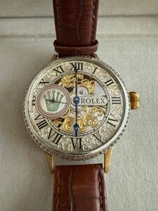 ★1円スタート ROLEX～超レア！ OH済★アンティーク★ロレックス★GP　手巻き腕時計　メンズ　スケルトン