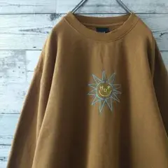 希少デザイン☆ハフ 刺繍ワンポイントロゴ SUN スウェット ブラウン L～XL