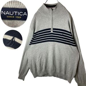 希少古着！NAUTICAハーフジッププルオーバーコットンニットビッグサイズ