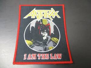 ANTHRAX 刺繍パッチ ワッペン I am the law 赤枠 アンスラックス / metallica megadeth pantera slayer exodus testament s.o.d.