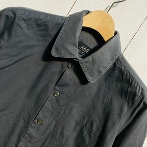 アーペーセー A.P.C APC 無地 コットン長袖シャツ(40)モスグリーン系/メンズ