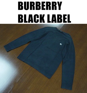 バーバリーブラックレーベルセーター/BURBERRY BLACK LABEL 薄手長袖/サイズ2/三陽商会/ブラック