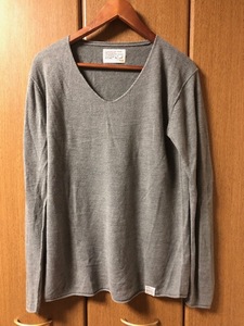 【 AZUL by moussy 】 アズールバイマウジー メンズ ニット Vネック　セーター　薄手　Ｍ　グレー