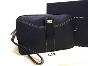 1円 ■美品■ dunhill ダンヒル レザー クラッチバッグ セカンドバッグ ポーチ メンズ ブラック系 GA0713