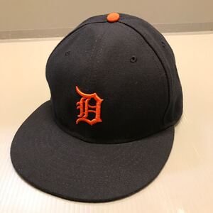 ほぼ未使用！NEW ERA ニューエラ キャップ 59FIFTY デトロイト タイガース ネイビー(濃紺)／オレンジ サイズ7 1/2(59,6cm) USA製 希少！