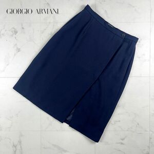 GIORGIO ARMANI ジョルジオ アルマーニ ウール100％ タイトスカート イタリア製 膝丈 裏地あり 黒 ブラック サイズ42*KC1498