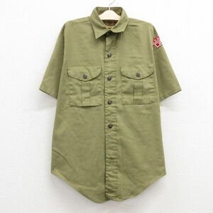 古着 半袖 ボーイスカウト シャツ キッズ ボーイズ 子供服 80s 緑系 グリーン 23may22