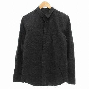 エンポリオアルマーニ EMPORIO ARMANI シャツ カジュアル 霜降り 比翼ボタン 長袖 IT 41 XS 黒 ブラック /VU◆ 1222 メンズ