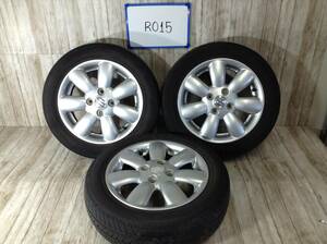 R015　タイヤホイール3本　スズキ　純正　MRワゴン　HE22S　スペーシア　ワゴンR　4H/PCD100　155/65R14　4.5J　+45　ラジアルタイヤ