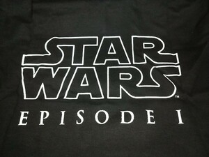 【未使用】スターウォーズ 前プリント バックプリント ロゴのみ STAR WARS episode1 当選品 サイズS 胸45cm 67cm 黒Tシャツ ブラックONEITA