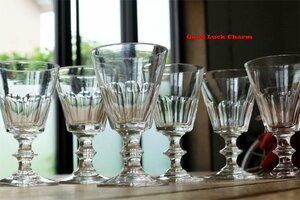 検) BACCARAT ST LOUIS LEGRAS MEISENTHAL / 19世紀 フランス アンティーク クリスタル オールド バカラ グラス ワイングラス 6本　セット