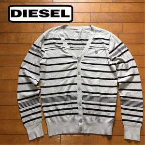 ★【 DIESEL 】★ コットン マルチボーダー Vネックカーディガン★サイズM★i-700