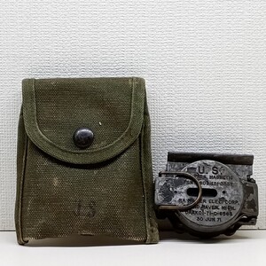 USED 米陸軍 実物 1971年コンパス 方位磁石 U.S.Compass Magnetic ミリタリー サバゲー アウトドア 希少布製ケース(OD)付き