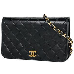 シャネル CHANEL マトラッセ シングルフラップ チェーン ショルダーバッグ ココマーク ショルダーバッグ レザー ブラック A03568 中古