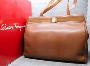 フェラガモ AN 21 530 ヴァラ リザード トート ショルダーバッグ ブラウン系 レザー Salvatore Ferragamo