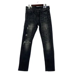 RATTLE TRAP ラトルトラップ ダメージ加工 テーパードデニムパンツ sizeS/ブラック