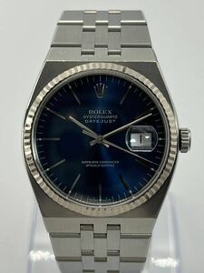 ロレックス ROLEX オイスタークォーツ デイトジャスト 17014 K番 2001年 SS×WG クォーツ QZ 青文字盤 バーインデックス 最終品番