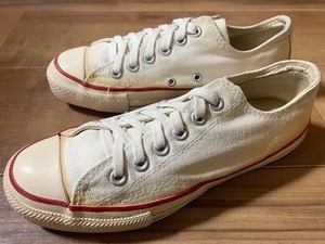 ビンテージ、レア! CONVERSE コンバース ALLSTAR OX オールスターOX 生成り 1980年代USA製 US5.5 24cm 80`s チャックテイラー ワンスター