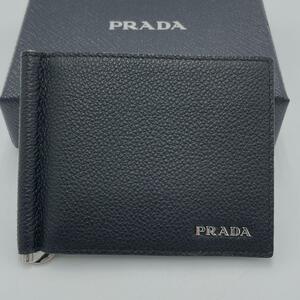 No.136 早い者勝ち☆未使用級☆PRADA プラダ マネークリップ カードケース カードホルダ－ 2MN077 レザー ブラック メンズ ユニセックス