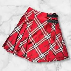 訳あり　Burberry vintage check skirt RED