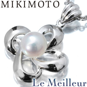 ミキモト お花モチーフ ネックレス アコヤ真珠 SV925 MIKIMOTO 中古 プレラブド 返品OK