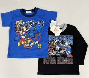 新品 2枚セット 95 ★ ウルトラマン キッズ Tシャツ 長袖 半袖 ヒーローズ バンダイ ウルトラマン ゼロ ベリアル バルタン星人 ボーイズ